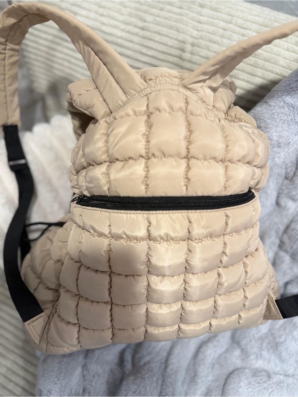FP Movement Free People Quilted Hiker Backpack Tan One Size - Picture 10 of 13
